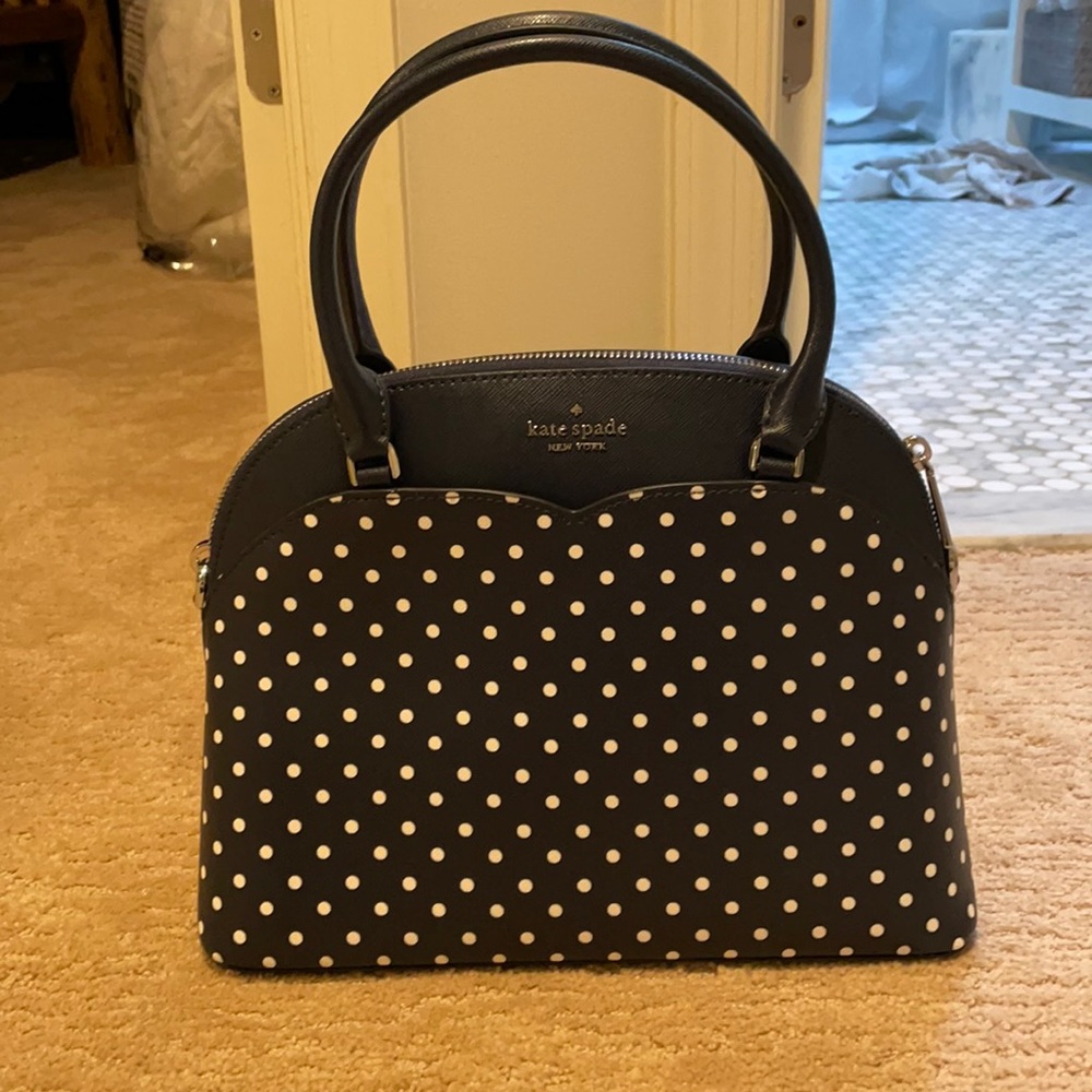 NWT Kate Spade Medium Dome Satchel in Navy Dot